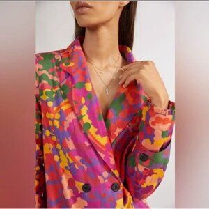 NWT Roopa Pemmaraju Duster XL Trench Jacket Abstract Mod Rainbow 100% Cotton
